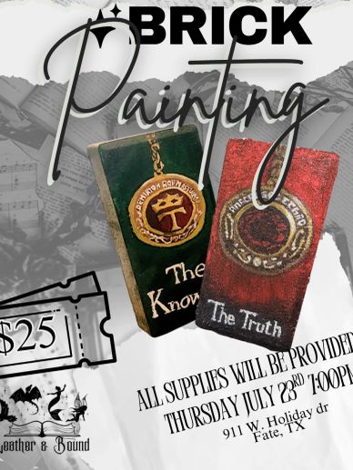 Flyer for a brick painting event with supplies provided and $25 cost.