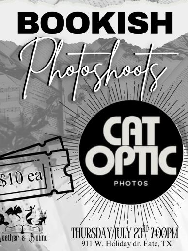 Bookish photoshoots event flyer.
