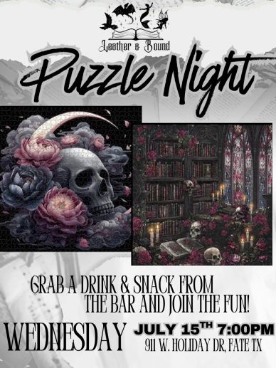 Puzzle Night event at Leather &amp; Sound on July 15th, 7 PM.
