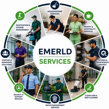 Infographic showcasing EMERLD's diverse facility services.