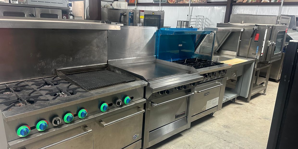 commercial Griddles, burners, and stove tops.
