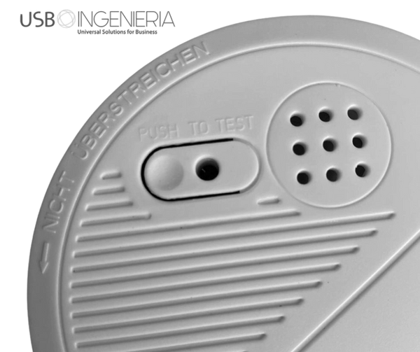 Sensor de Humo Autonomo Plastico, color blanco, con boton de prueba.