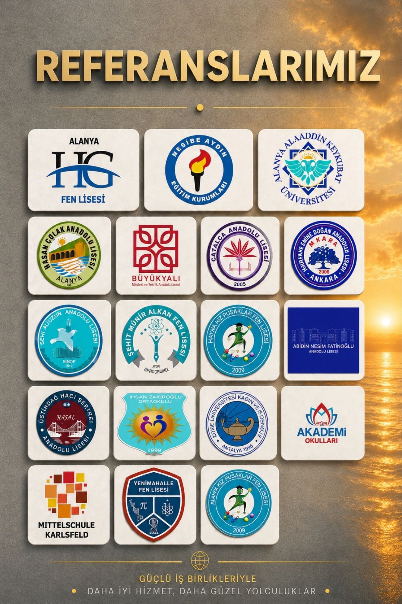 Okulların ve eğitim kurumlarının referanslarının logosu.