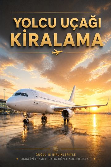 Yolcu uçağı kiralama reklam afişi.