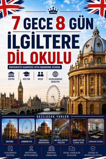 İngiltere'de 7 gece 8 gün dil okulu fırsatı.