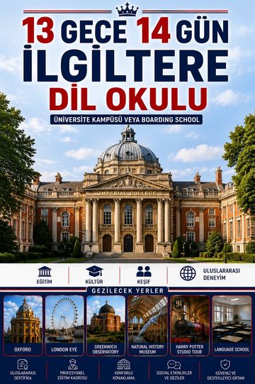 İngiltere'de 13 gece 14 gün dil eğitimi fırsatı.