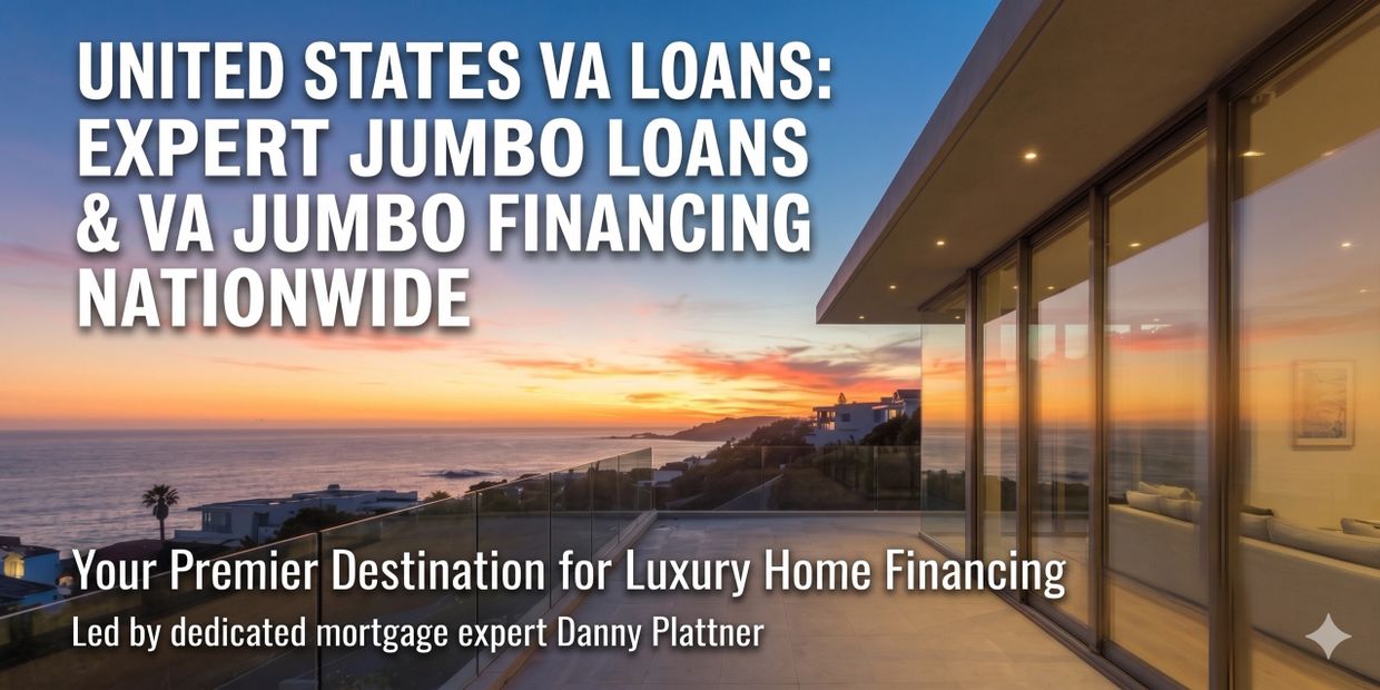 Luxury home with ocean view promoting expert VA jumbo loan financing nationwide.
