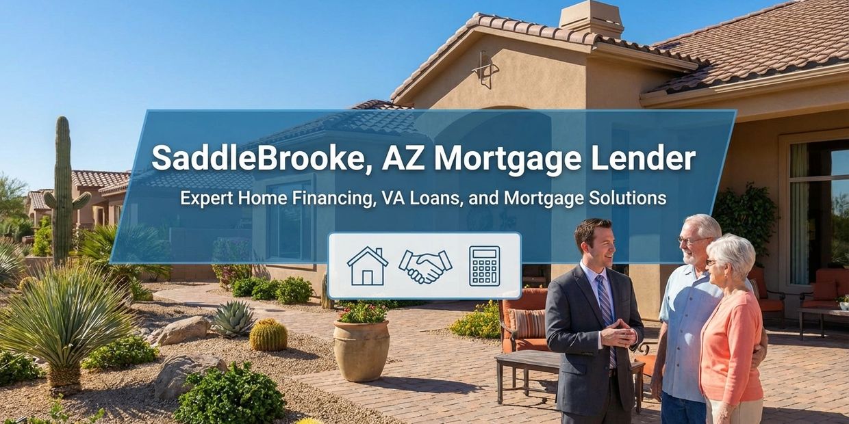 SaddleBrooke mortgage lender assisting clients outdoors in a sunny residential area.