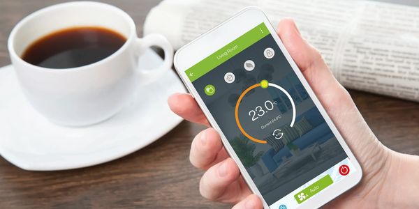 temperature control of aura smart thermostat controlled by mobile phone app