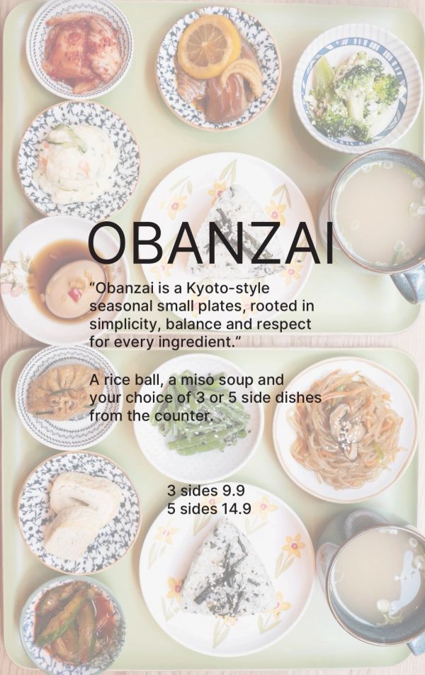 Kyoto-style Obanzai meal with rice, miso soup, and seasonal small plates.