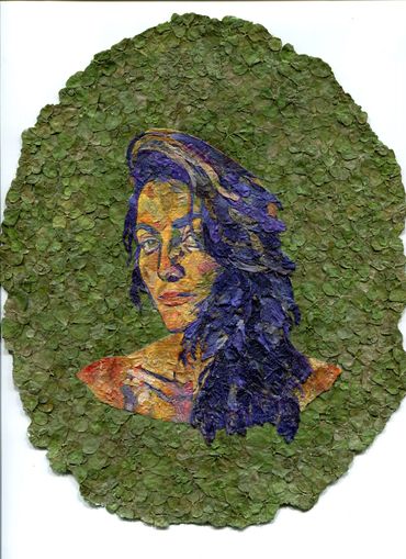 dried flower art floral mosaics mixed media portraiture figurative women self-portrait woman female