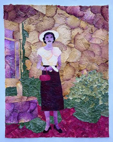 dried flower art floral mosaics old photograph mixed media portraiture figurative woman commission
