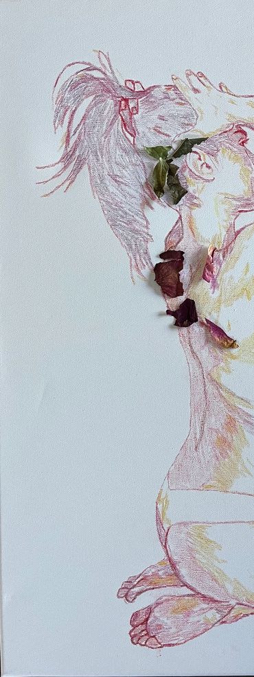 dried flower art floral mosaics mixed media portraiture figurative woman nude female  