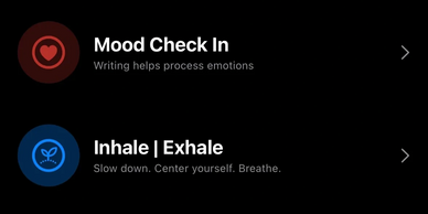 Moodra app home screen with mood tracking and mindfulness options.