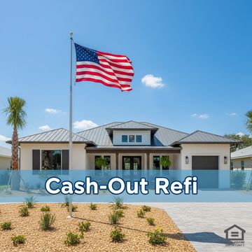 Florida home with American flag representing Cash-Out Refinance options.