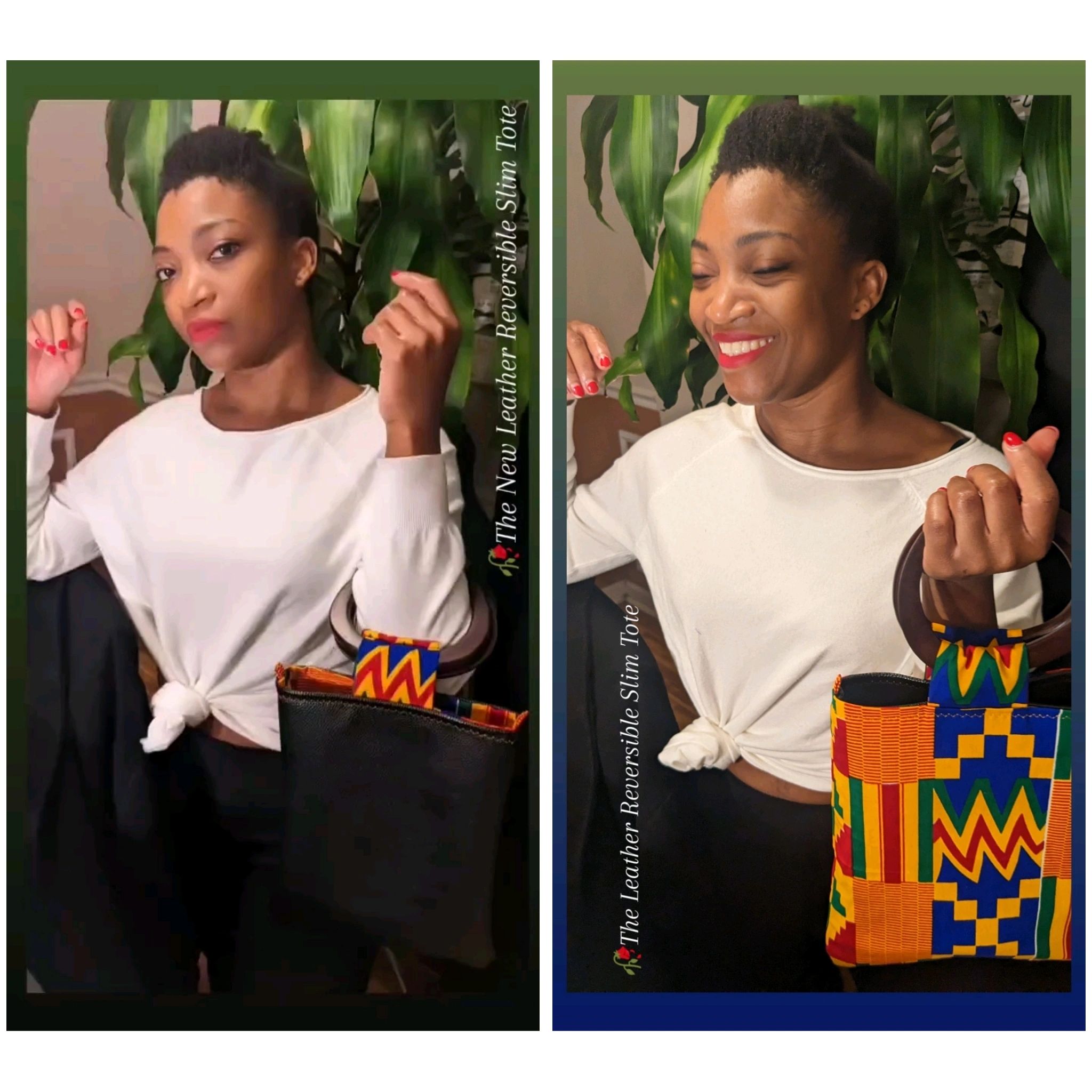 The Reversible Slim Tote: Black Ankara 