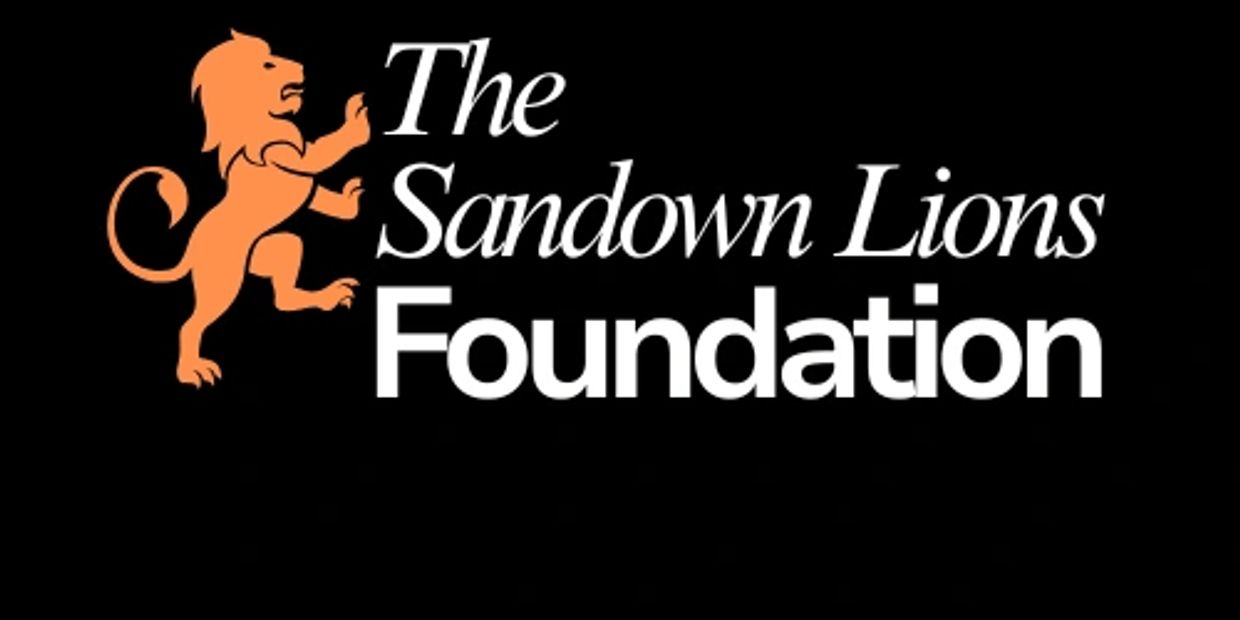 Logo of The Sandown Lions Foundation featuring an orange lion graphic.
