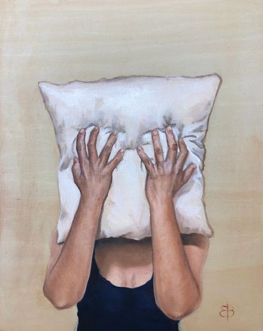 the scream
pillow
woman
oil on panel
painting
2020
pandemic art