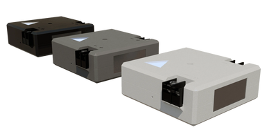 Three electronic devices in black, gray, and white colors.