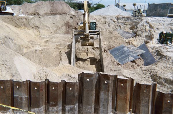 Sheetpiling and trench box use.