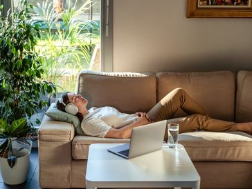A person having a psychotherapy session at home