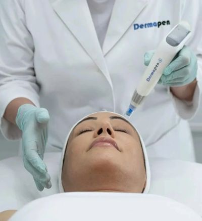 Woman having Dermapen microneedling in clinic