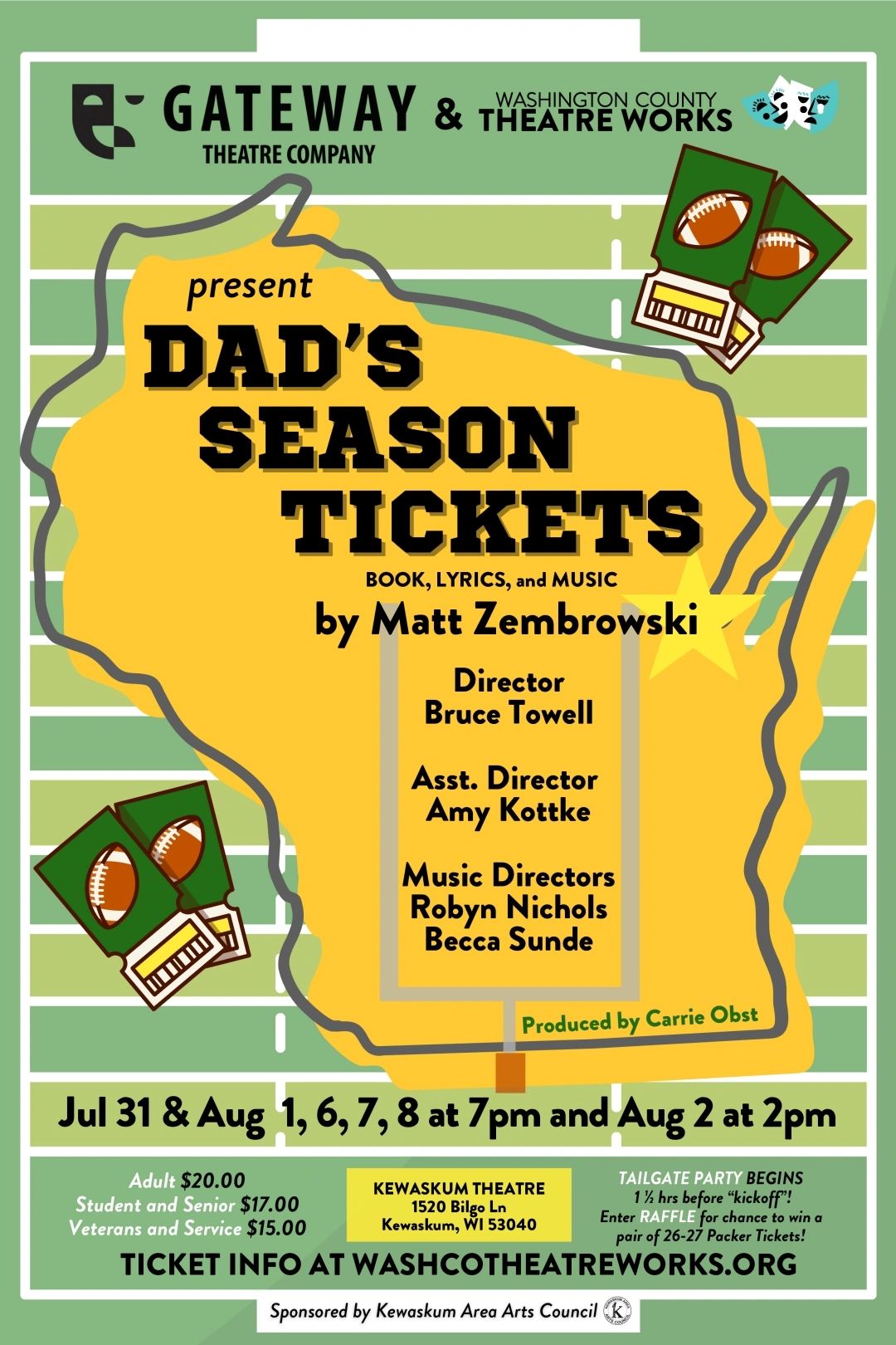 Theatrical poster for Dad's Season Tickets by Matt Zembrowski at Kewaskum Theatre.