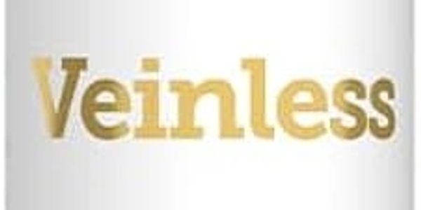 The word 'Veinless' written in a gradient gold font on a light background.