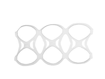 White plastic six-pack ring holder.