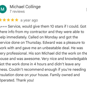 Positive 5-star review praising prompt and professional service.