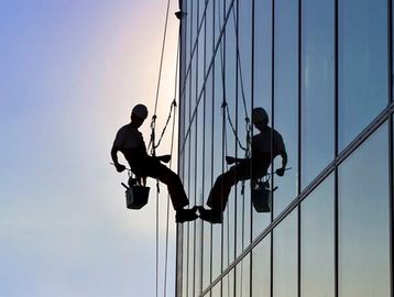 Rope access maintenance and cleaning. Rope access window cleaning