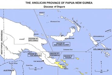 Map showing the Anglican Province of Papua New Guinea, Diocese of Dogura.