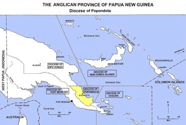 Map showing the Anglican Diocese of Popondota in Papua New Guinea.
