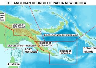 Map showing dioceses of the Anglican Church in Papua New Guinea.