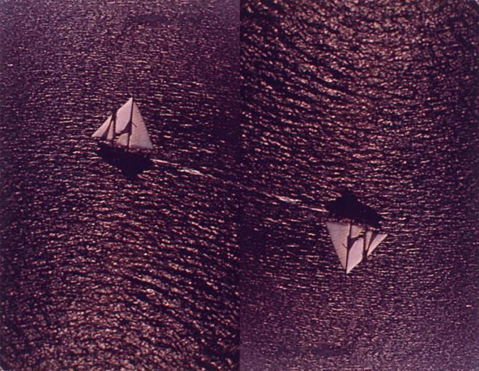 POSTCARD WORKS s  brown water sailboats 1971 collection JOHN BALDESSARI