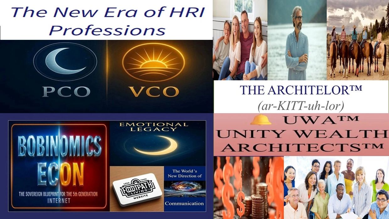 Collage highlighting new HR professions like Architelor and Unity Wealth Architects with economic and emotional themes.