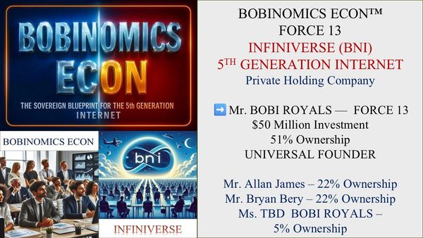 Bobinomics Econ and Infiniverse BNI 5th Generation Internet company ownership details.