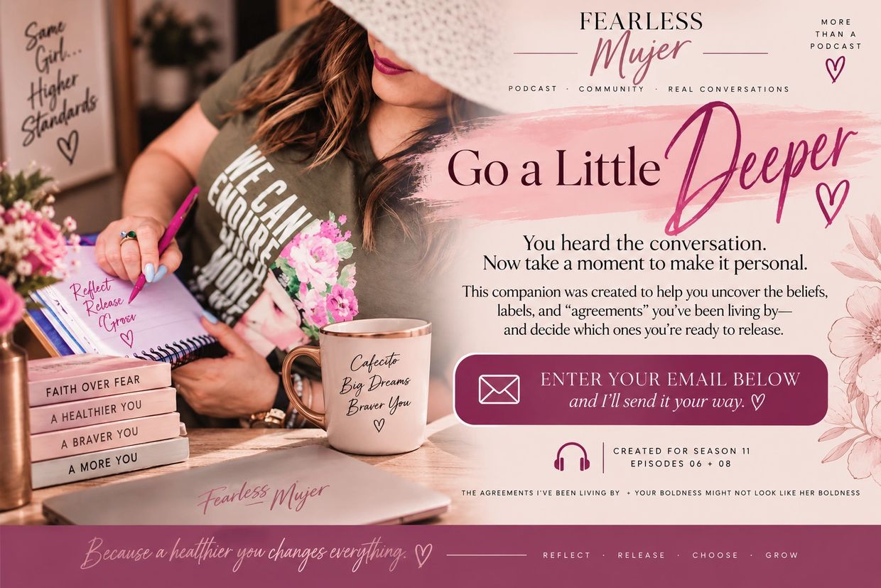 Woman writing in a journal with empowering books and a motivational mug nearby.