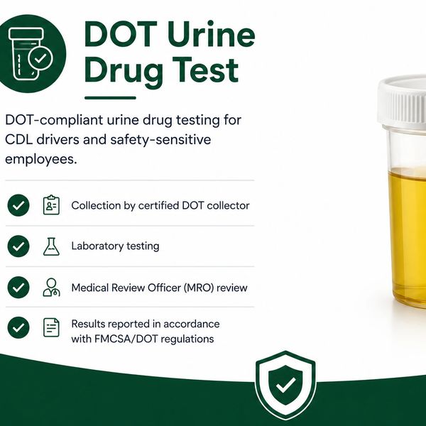 DOT urine drug testing service for CDL drivers and safety-sensitive employees with certified specime