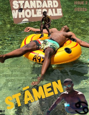 Magazine cover with a man relaxing on a float in water, titled 'STĀMEN'.