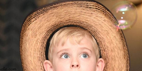 Boy and a bubble, cowboy,