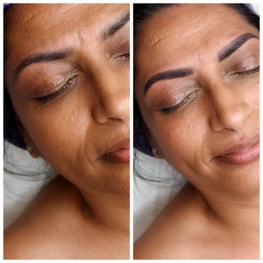 Microblading to powder brow 