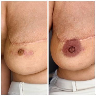 Nipple tattoo on Middle Eastern skin