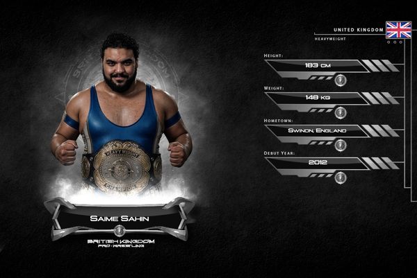 Professional wrestler Saime Sahin from the UK with heavyweight title.