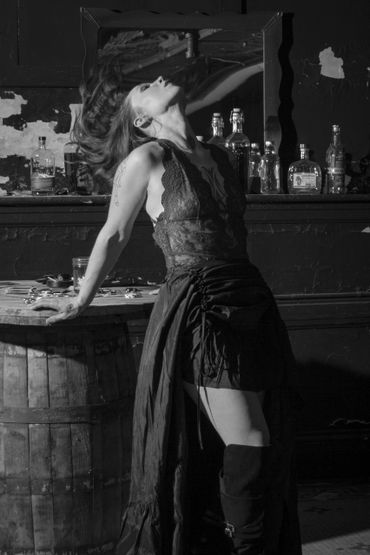 boudoir photography shoot custom set with burlesque inspired clothing