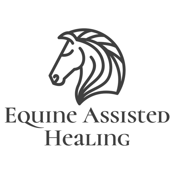 Elegant horse logo with 'Equine Assisted Healing' text.