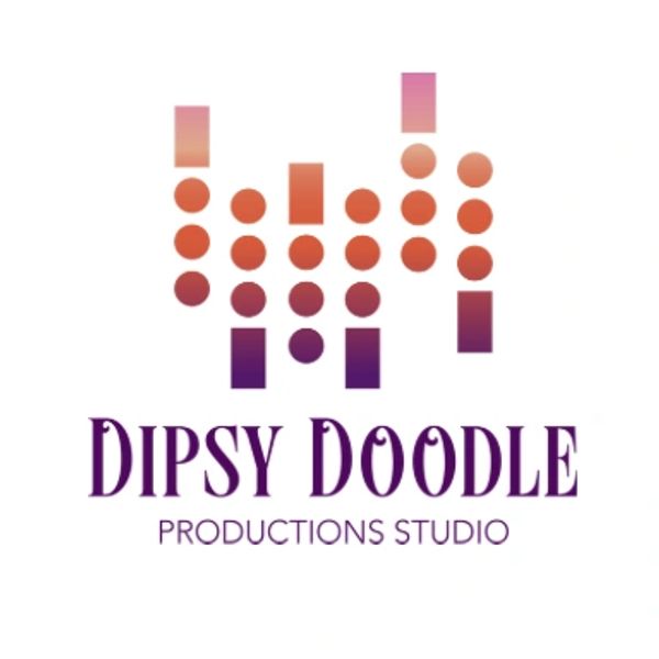 Logo of Dipsy Doodle Productions Studio with gradient dots and rectangles.