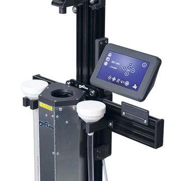 Modern measurement device with a digital touchscreen and sensor components.