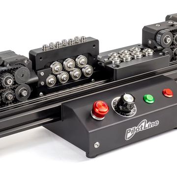 Compact mechanical belt and gear system with control panel.