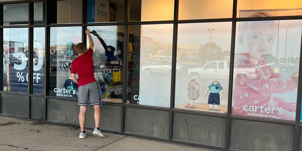 One of our guys making a shopping center look new